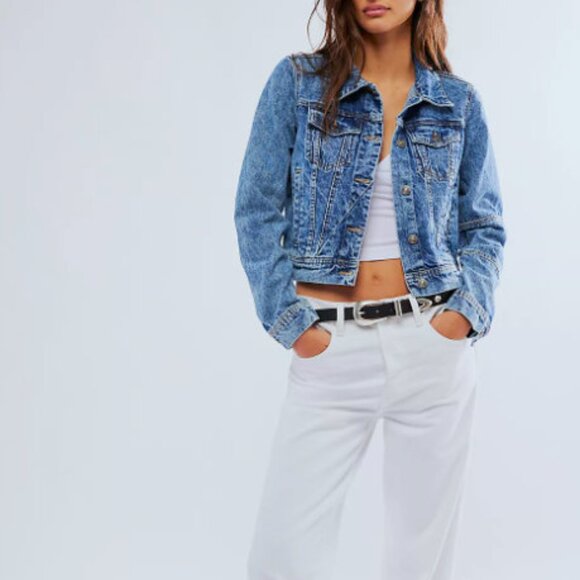 FREE PEOPLE Rumors Denim Jacket Light Indigo Jean Size S - Picture 1 of 9